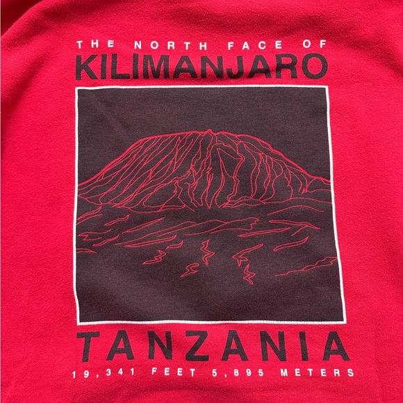 The North Face Kilimanjaro Tanzania Red Hoodie Size S Graphic Sweatshirt - Picture 6 of 8